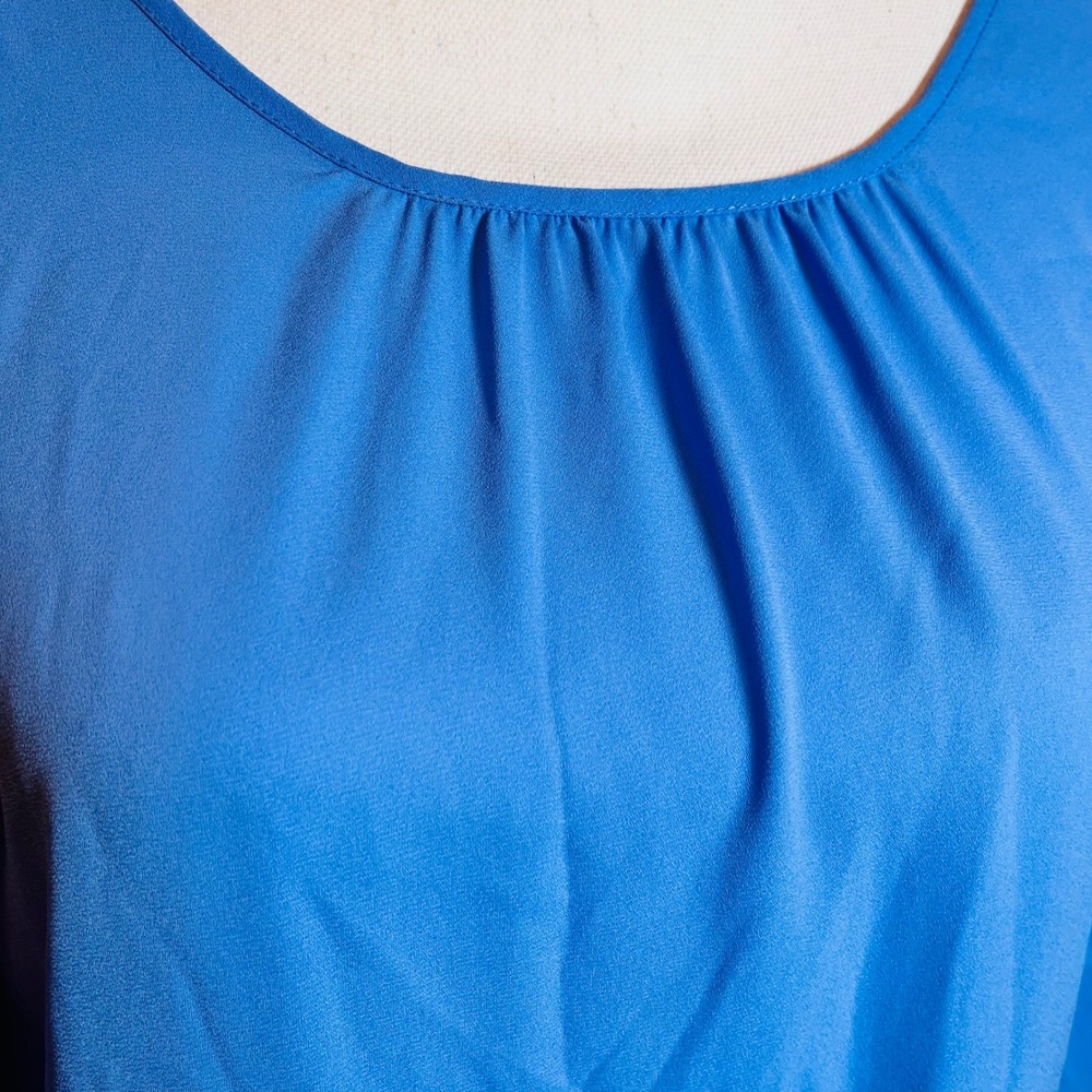 J. Crew Women Blue Long Sleeve Tie Back Gathered Neck Blouse Size 6 soft Classic - Picture 8 of 11